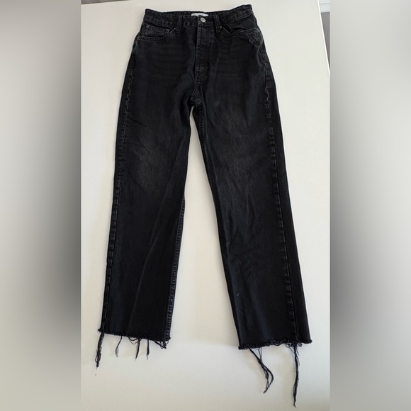 Women’s Black Straight-leg Raw Hem Zara Jeans Size 4 - Picture 3 of 6